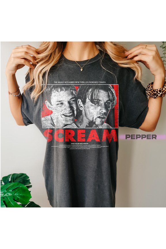 Vintage-Inspired Graphic Tee featuring Bold Text Overlay - Comfort Colors Halloween Shirt