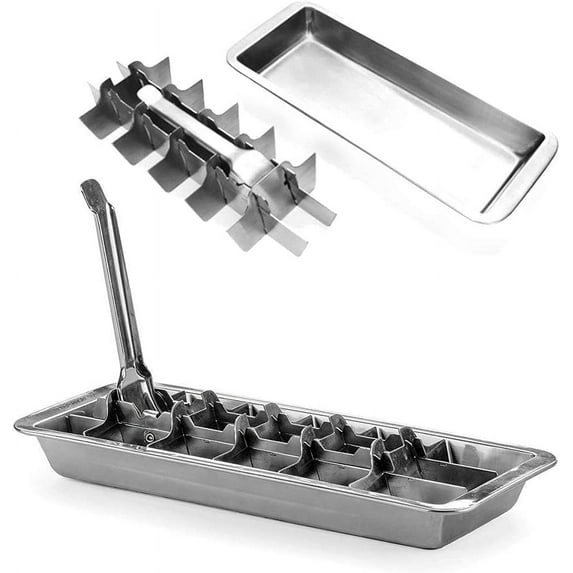 Vintage Inspired Ice Cube Tray | 18/8 Stainless Steel | 18 Slot Ice Cube Tray | Easy Release Handle, 11" | Retro Design for Bars & Kitchens | Levers Remove Cubes | Dishwasher Safe