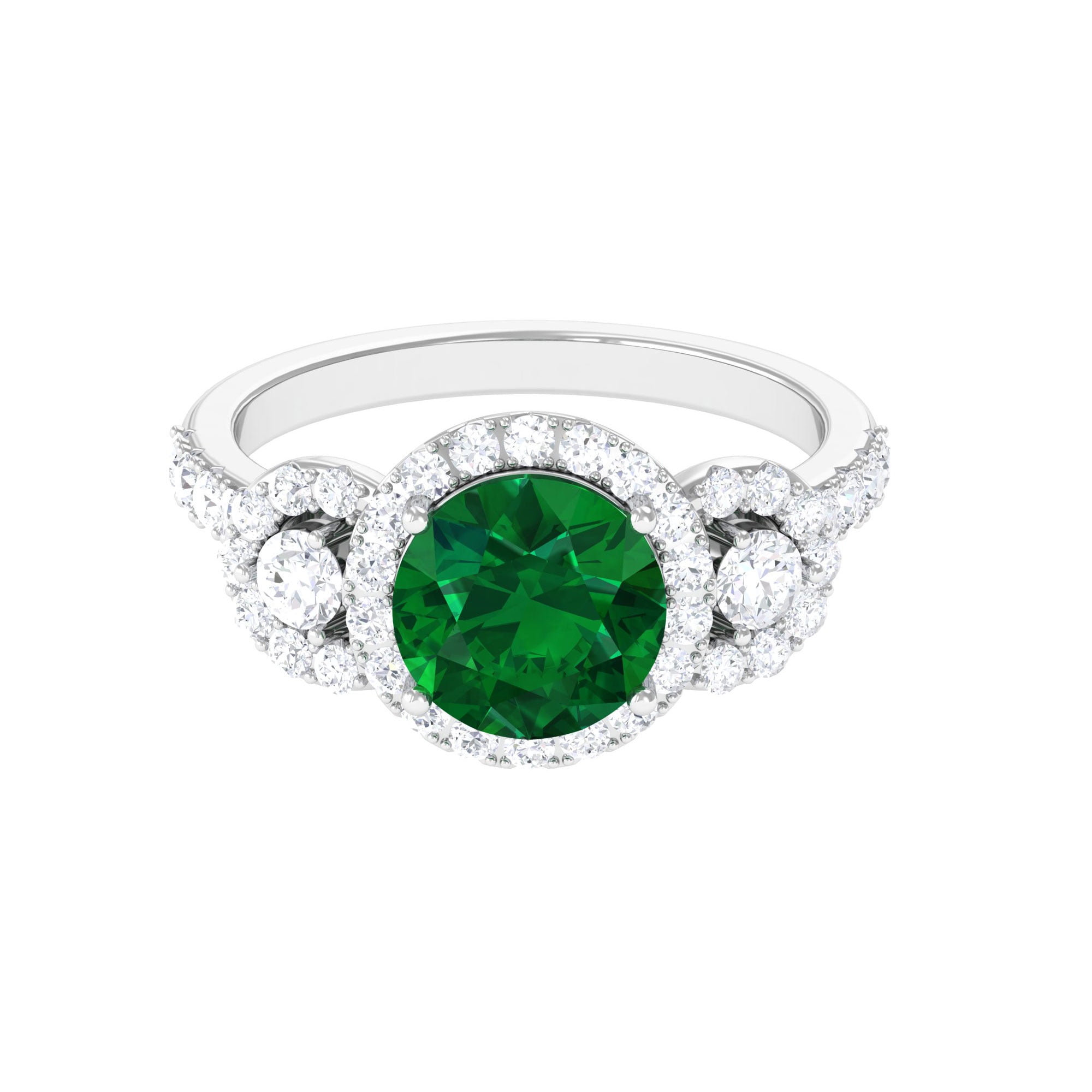 Vintage Inspired Lab Grown Emerald Ring with Moissanite for Women ...