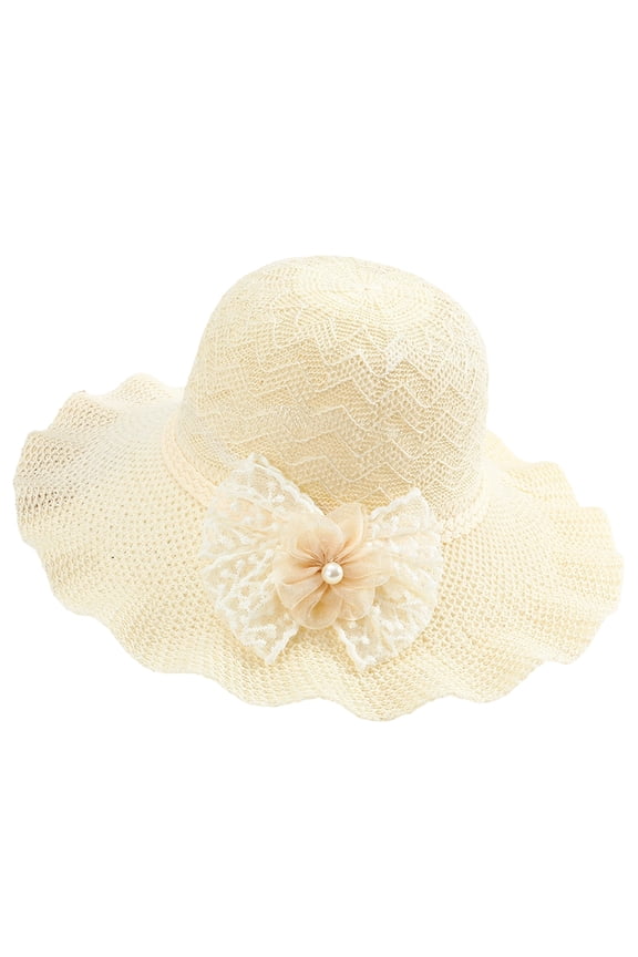 Vintage-Inspired Lace Bow Knit Bucket Hat, UV Protection Summer Hat for Casual, Beach and Travel