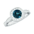 thumbnail image 1 of Rosec Jewels London Blue Topaz Diamond Engagement Ring for Women - Vintage Style Ring - 0.6 Ct - AAA Quality Certified, 10K White Gold, US 9.00, 1 of 9