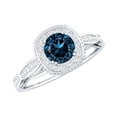 thumbnail image 1 of Rosec Jewels London Blue Topaz Diamond Engagement Ring for Women - Vintage Style Ring - 0.6 Ct - AAA Quality Certified, 14K White Gold, US 5.50, 1 of 8