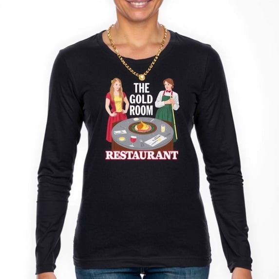 Vintage-Inspired Long Sleeve T-Shirt with 'The Gold Room Restaurant' Graphic
