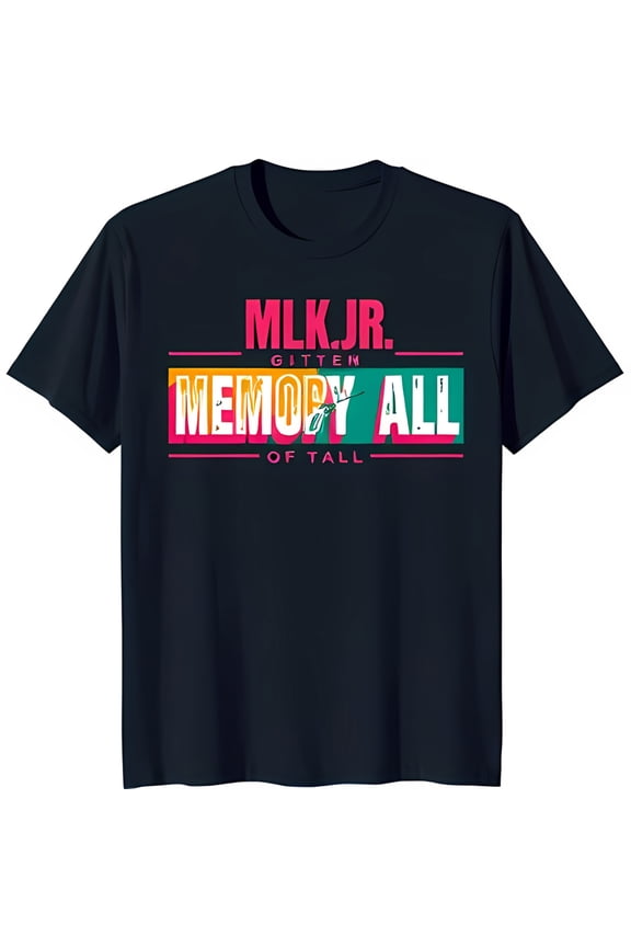 Vintage Inspired MLK Jr Graphic T-Shirt Bold Colorful Design on Dark Blue