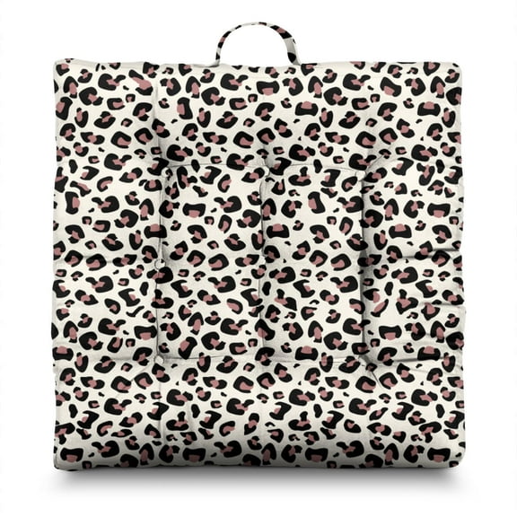 Vintage-Inspired Meditation Cushion - Leopard Print Square Floor Pillow with Full PP Cotton Filling, Aesthetic Boho Yoga Seat Pad