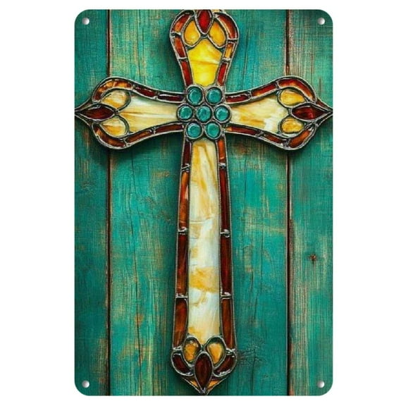 Vintage-Inspired Metal Cross Wall Decor Sign - Easy Hang, Fade-Resistant for Home, Bar, Garage & Outdoor Spaces, Garden Wall Decor|Retro Wall Art|Spray-Painted Artwork