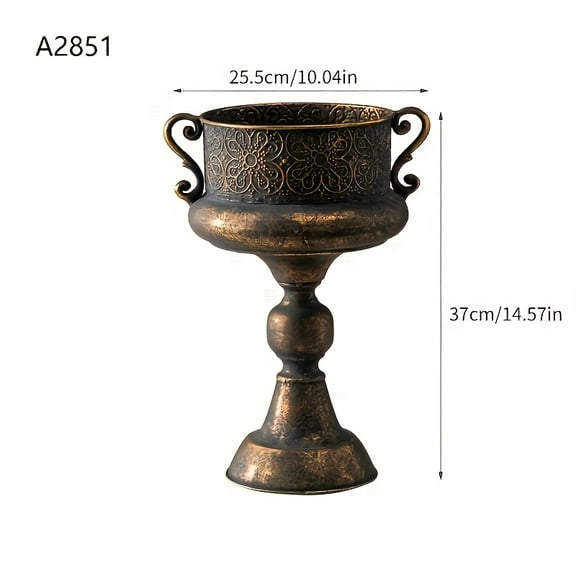 Vintage-Inspired Metal Flower Vase - Elegant Tall Cup Design with Rustic Finish, Perfect for Home & Office Decor