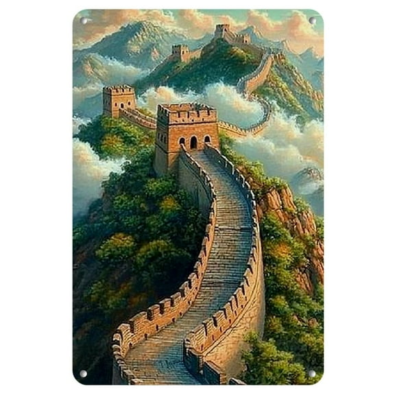 Vintage-Inspired Metal Wall Sign - Great Wall of China Decor, Perfect for Living Room, Home, Farmhouse, Door