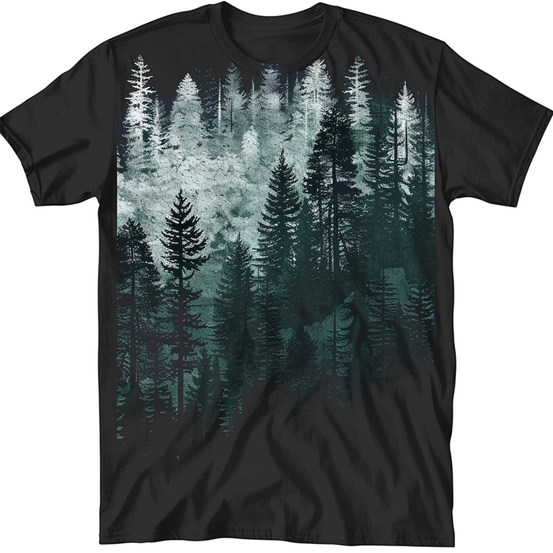 Vintage Inspired Misty Forest Pine Trees T Shirt Earth Tone Design ...