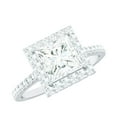 thumbnail image 1 of Rosec Jewels Certified Moissanite Princess Cut Engagement Ring 3 Carat - Moissanite Halo Ring - 8 mm - D-VS1 Quality, 18K White Gold, US 4.50, 1 of 7