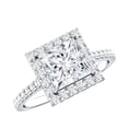 thumbnail image 1 of Rosec Jewels Certified Moissanite Princess Cut Engagement Ring 3 Carat - Moissanite Halo Ring - 8 mm - D-VS1 Quality, 925 Sterling Silver, US 4.00, 1 of 7