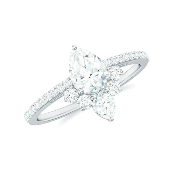 Rosec Jewels Vintage Inspired Moissanite Engagement Ring for Women - 5X7 mm - 1.50 CT, 925 Sterling Silver, US 4.50