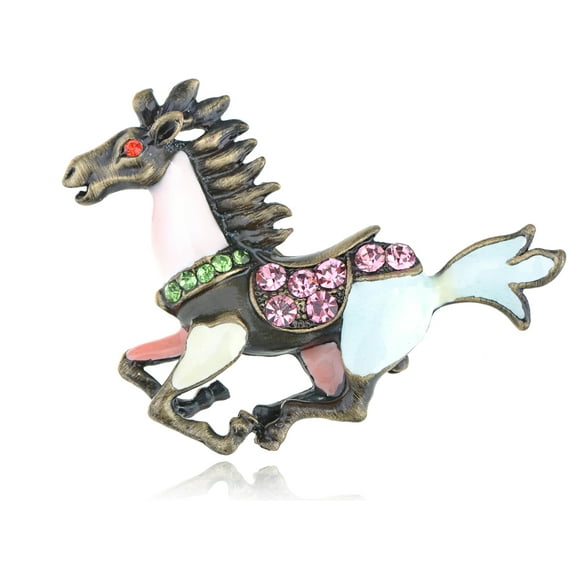 Vintage Inspired Reproduction Multicolored Enamel Paint Horse Fashion Costume Pin Brooch