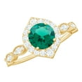 thumbnail image 1 of Rosec Jewels Vintage Style Lab Grown Emerald Engagement Ring - AAAA Grade - Emerald Diamond Ring for Women - with Jewelry Box, 10K Yellow Gold, US 13.00, 1 of 9