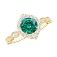 thumbnail image 1 of Rosec Jewels Vintage Style Lab Grown Emerald Engagement Ring - AAAA Grade - Emerald Diamond Ring for Women - with Jewelry Box, 14K Yellow Gold, US 6.00, 1 of 9
