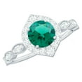 thumbnail image 1 of Rosec Jewels Vintage Style Lab Grown Emerald Engagement Ring - AAAA Grade - Emerald Diamond Ring for Women - with Jewelry Box, 925 Sterling Silver, US 4.00, 1 of 8