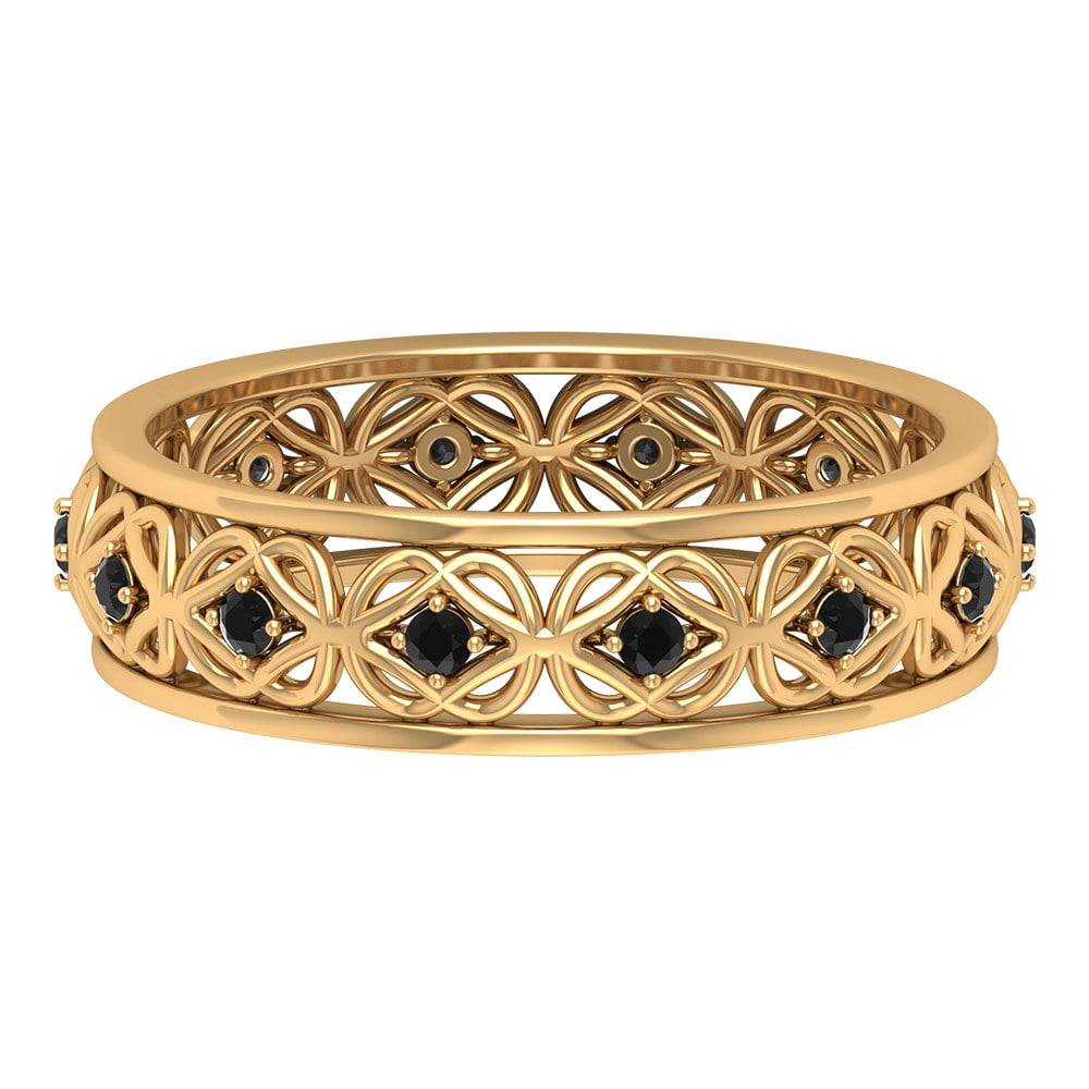 Vintage Inspired Ring Lab Created Black Diamond Celtic Knot Eternity