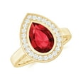 thumbnail image 1 of Rosec Jewels Lab Grown Ruby Teardrop Engagement Ring with Halo - Vintage Style Ruby Diamond Ring - AAAA Grade Certified, 10K Yellow Gold, US 4.50, 1 of 6