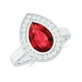 thumbnail image 1 of Rosec Jewels Lab Grown Ruby Teardrop Engagement Ring with Halo - Vintage Style Ruby Diamond Ring - AAAA Grade Certified, 18K White Gold, US 12.50, 1 of 6