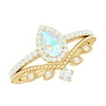 thumbnail image 1 of Rosec Jewels Vintage Style Ethiopian Opal Wedding Bridal Ring Set of 2 - AAA Grade - Opal Diamond Engagement Ring with Enhancer, 14K Yellow Gold, US 7.50, 1 of 10
