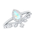 thumbnail image 1 of Rosec Jewels Vintage Style Ethiopian Opal Wedding Bridal Ring Set of 2 - AAA Grade - Opal Diamond Engagement Ring with Enhancer, 925 Sterling Silver, US 4.00, 1 of 10