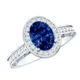 thumbnail image 1 of Rosec Jewels Vintage Inspired Ring for Women - Created Blue Sapphire Ring with Diamond Halo, 925 Sterling Silver, US 4.00, 1 of 8