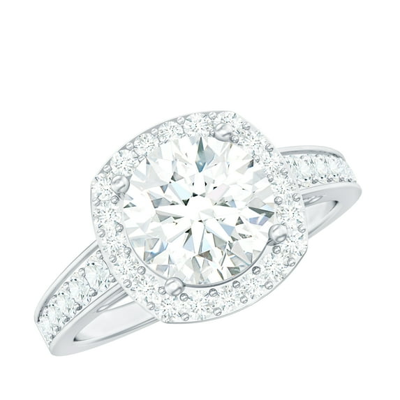 Rosec Jewels Cubic Zirconia Engagement Ring with Halo - AAAA Quality Certified - Ready to Gift with Jewelry Box, 925 Sterling Silver, US 3.00