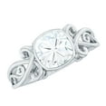 thumbnail image 1 of Rosec Jewels Moissanite Cushion Cut Engagement Ring 3 Carat - Vintage Style Ring - 8 mm - D-VS1 Quality Certified, 14K White Gold, US 13.00, 1 of 9