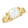 thumbnail image 1 of Rosec Jewels Moissanite Cushion Cut Engagement Ring 3 Carat - Vintage Style Ring - 8 mm - D-VS1 Quality Certified, 14K Yellow Gold, US 8.50, 1 of 9
