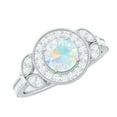 thumbnail image 1 of Rosec Jewels Vintage Inspired Ring for Women, Ethiopian Opal Ring with Diamond - 6 MM, 14K White Gold, US 10.50, 1 of 10