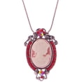 thumbnail image 1 of Vintage Inspired Ruby Red Crystal Rhinestones Cameo Lady Pendant Necklace, 1 of 6