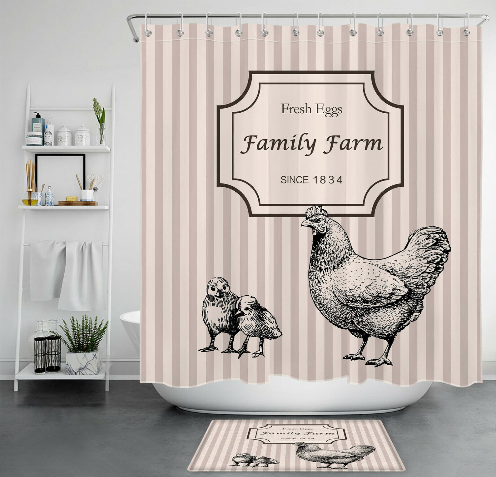 VintageInspired Shower Curtain with Rustic Charm Add a Touch of