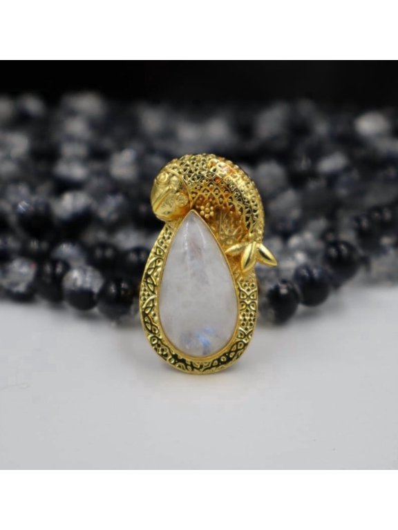 Vintage Inspired Statement Big Brass Ring, Healing Gemstone Ring, Artisan Brass Rings, Gypsy-Style Jewelry, Nature-Inspired Moonstone Ring