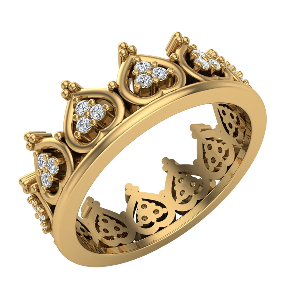 Vintage Inspired Tiara Wedding Band Ring 14K Gold