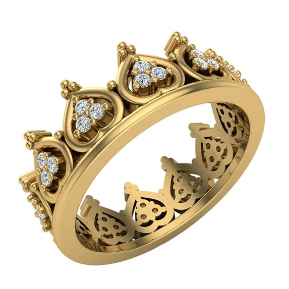 Vintage Inspired Tiara Wedding Band Ring 18K Gold (G,VS)