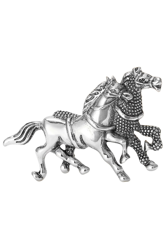 Vintage-Inspired Two Galloping Horses Brooch Pin Secure Fastener Metal Jewelry For Equestrian Lovers & Formal