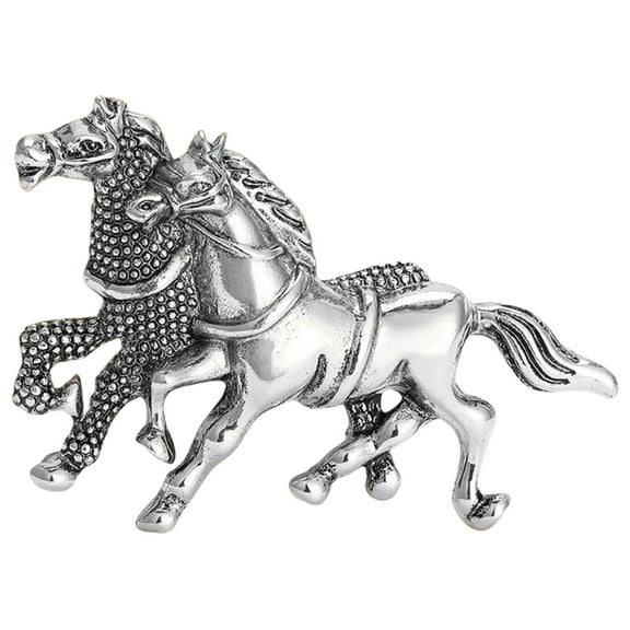 Vintage Inspired Two Running Horse Brooch Pin Shaped Badge Metal Clothing Jewelry For Formal Casual Event