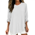thumbnail image 1 of Vintage Inspired Women's Loose Fit Crew Neck Top Breathable Long Sleeve Everyday Basic Staple Shirt, 1 of 4