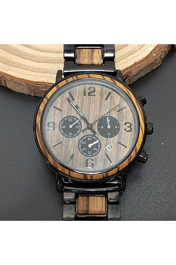 Vintage-Inspired Wood Grain Quartz Watch - Retro Round Pointer Analog Design, Durable Construction, Comfortable Wrist Fit for Women and Men