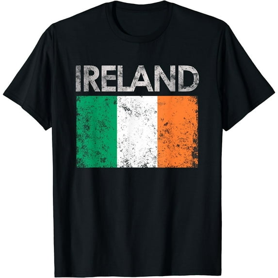 Vintage Ireland Irish Flag Pride Gift T-Shirt Black X-Large
