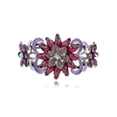 thumbnail image 1 of Vintage Iridescent Crystal Violet Purple Chunky Star Flower Bead Rustic Cuff Bangle Bracelet, 1 of 5