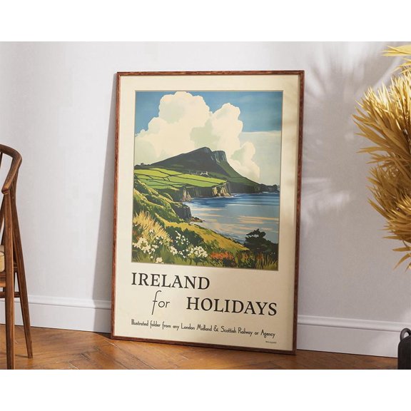 Vintage Irish Print – 1930s-inspired Ireland Travel Poster Of The Iconic Irish Landscape, Poster Only