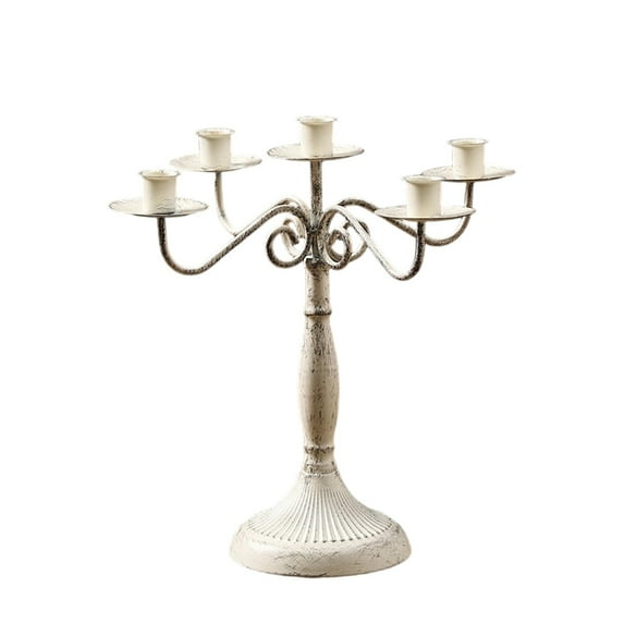 Vintage Iron Candelabra, Five Arm Candlestick, Elegant Dining Table Candlelight Centerpiece Decoration, Removable Design for Easy Storage and Versatile Home Decor Accent