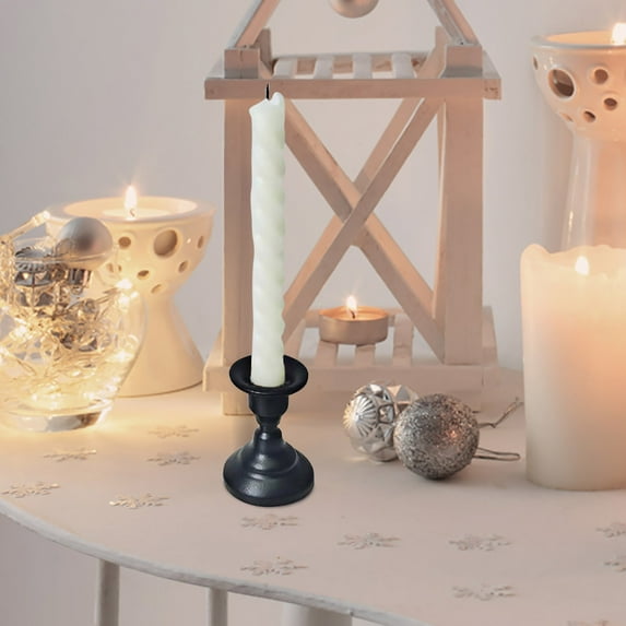 Vintage Iron Candle Holders Set of 2 | Decorative Candle Sticks for Taper & LED Candles | Wedding Centerpiece & Home Decor | 7.6cm x 5.6cm