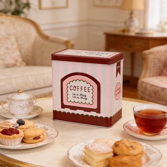 Vintage Iron Coffee Storage Tin, Metal Tin Sealed Storage Box for Tea Coffee Beans, Rustic Kitchen Decor, Airtight Container, Preserve Freshness