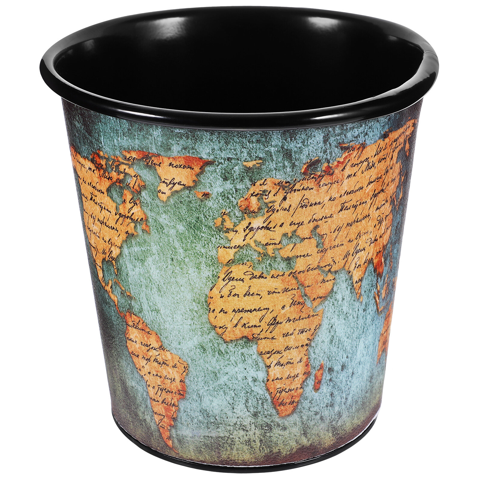 Vintage Iron Desktop Trash Can Without Lid Tabletop Garbage Bucket