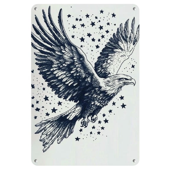 Vintage Iron Eagle in Flight Wall Art Decor - Patriotic Stars and Stripes Design, Easy-to-Hang, No Power Needed - Ideal for Home, Office, and Housewarming Gifts, Aviation Decor