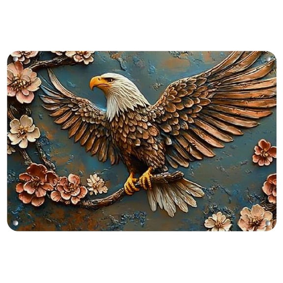 Vintage Iron Flying Eagle Wall Art - 8"x12" (20cmx30cm) - Decorative Sign for Home, Cafe, Bar, Club, or Living Room