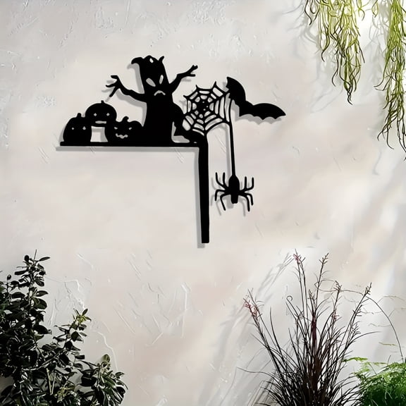Vintage Iron Halloween Door Corner Frame Metal Wall Art - Spooky Statue Mural | Suitable for Home & Outdoor Decor | Ideal Gift for Family & Friends, Perfect for Halloween & Christmas.Wall Pediments