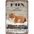 thumbnail image 1 of Vintage Iron Hanging Plate Fox Tin Sign Vintage Fox Bath Soap Wash Your Paws Metal Tin Sign Bar Club Family Bathroom Toilet Cafe Wall Decor Fox Lovers Gift Birthday Housewarming Gift 12"x8", 1 of 8
